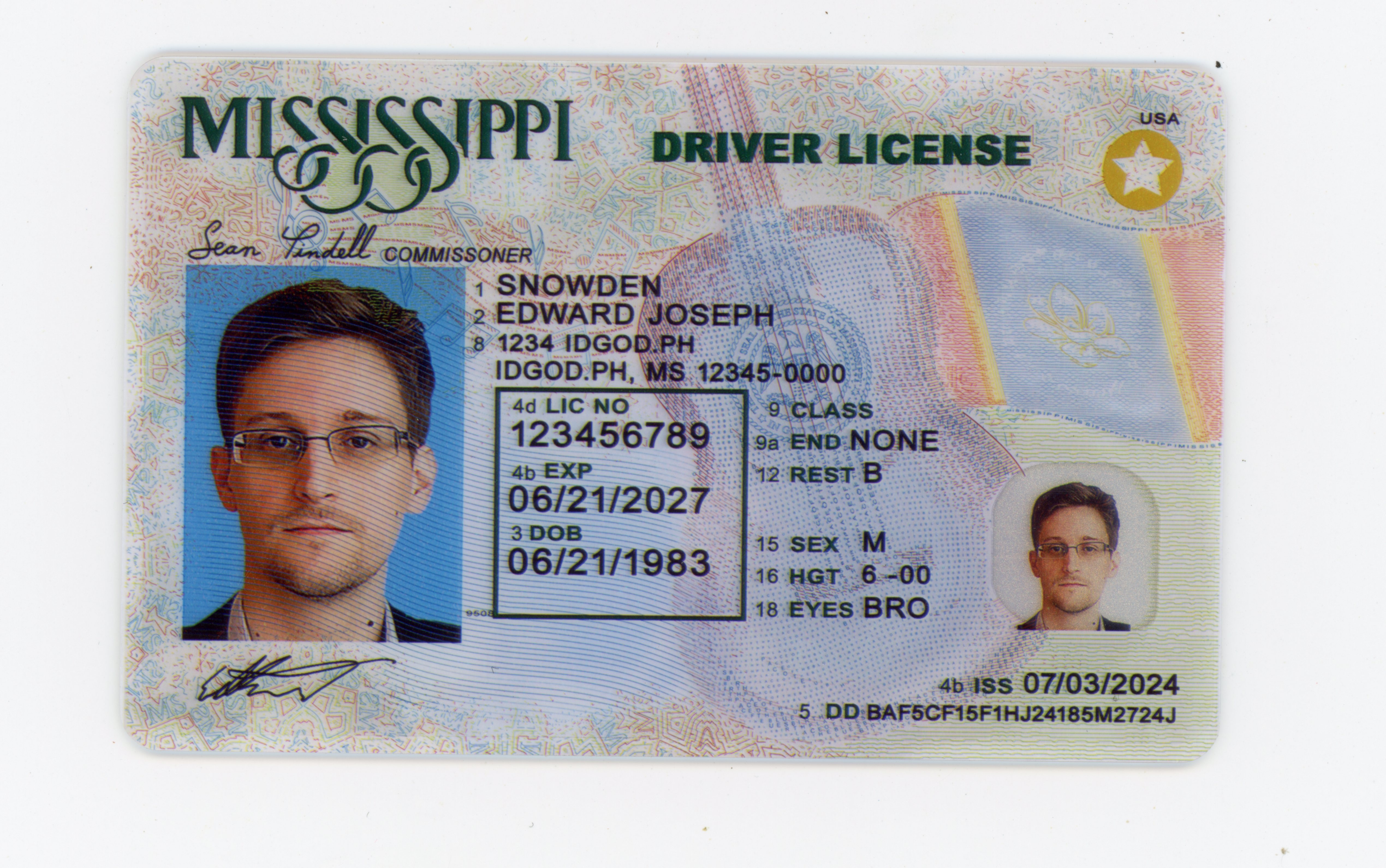 Premium-Grade Fake Mississippi ID Identical DPS Polycarbonate 