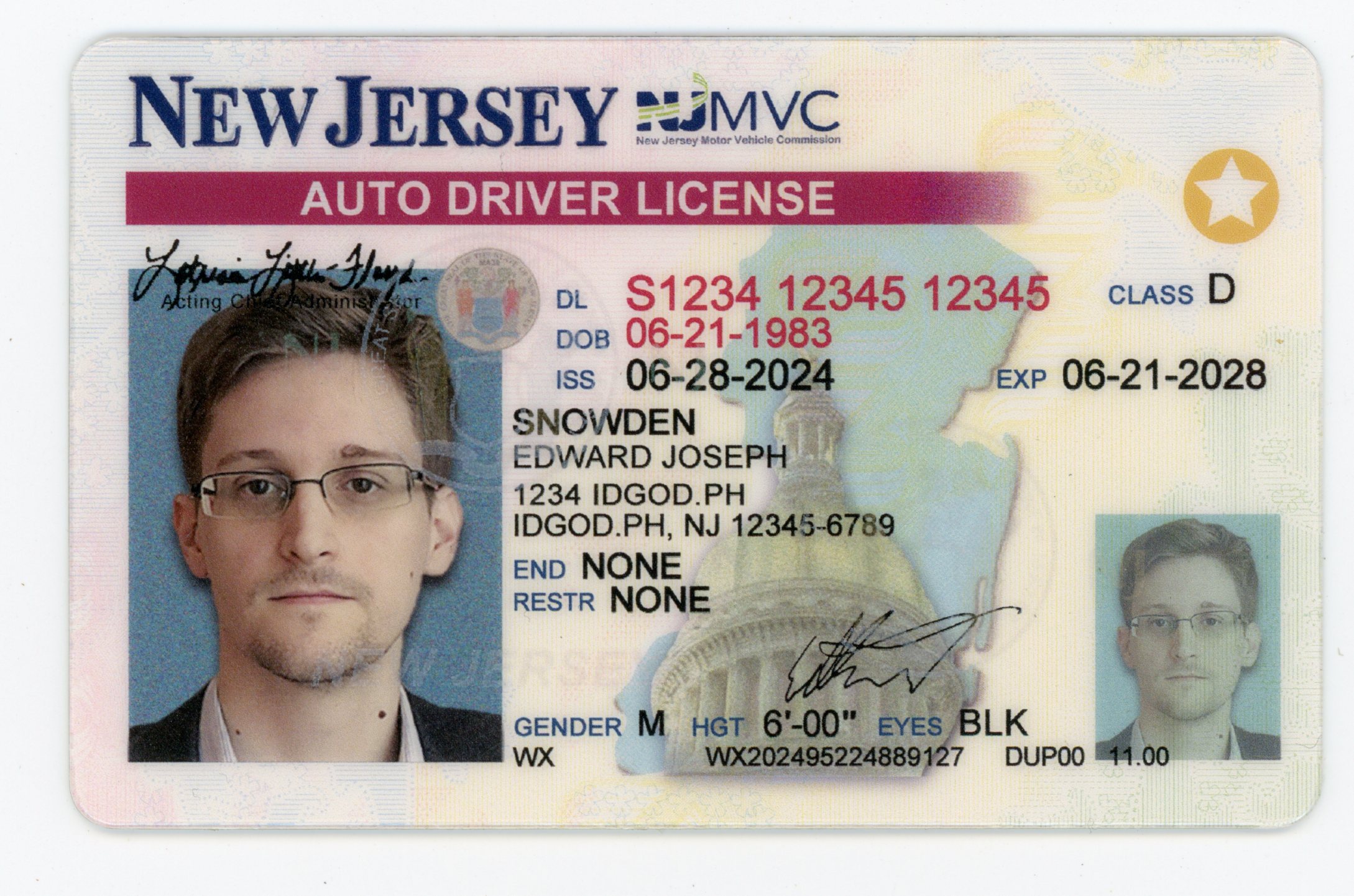 Premium-Grade Fake NJ ID Identical MVC Polycarbonate 